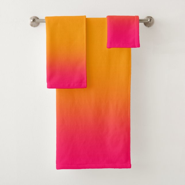 Klassische rosa, orange glänzende Poly Cotton  Badhandtuch Set (Insitu)