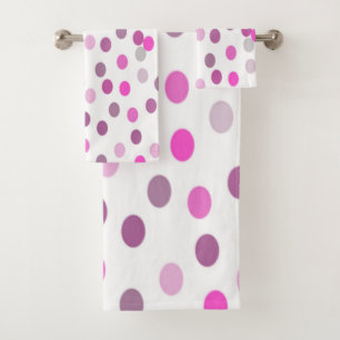 Klassische rosa Polka Punkte auf Weiß Badhandtuch Set