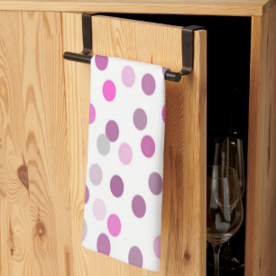 Klassische rosa Polka Punkte auf Weiß Geschirrtuch