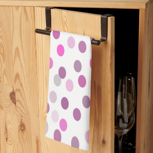 Klassische rosa Polka Punkte auf Weiß Geschirrtuch (Drittel gefaltet)