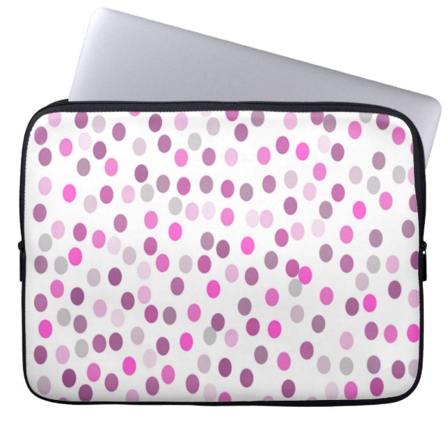 Klassische rosa Polka Punkte auf Weiß Laptopschutzhülle (Vorderseite)