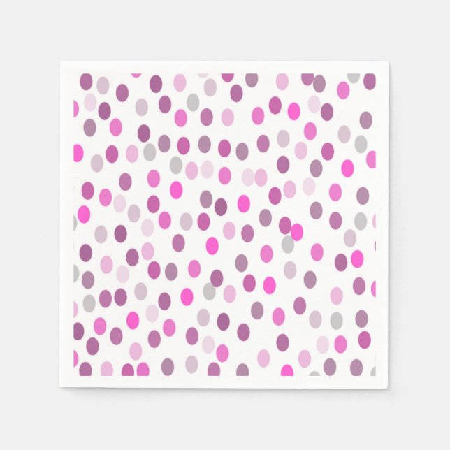 Klassische rosa Polka Punkte auf Weiß Serviette (Vorderseite)