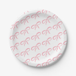 Klassische Rosa Ribbon Babydusche Pappteller