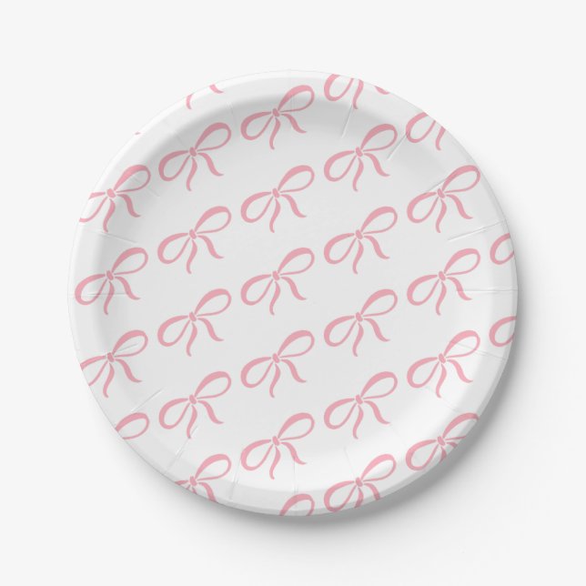 Klassische Rosa Ribbon Babydusche Pappteller (Vorderseite)