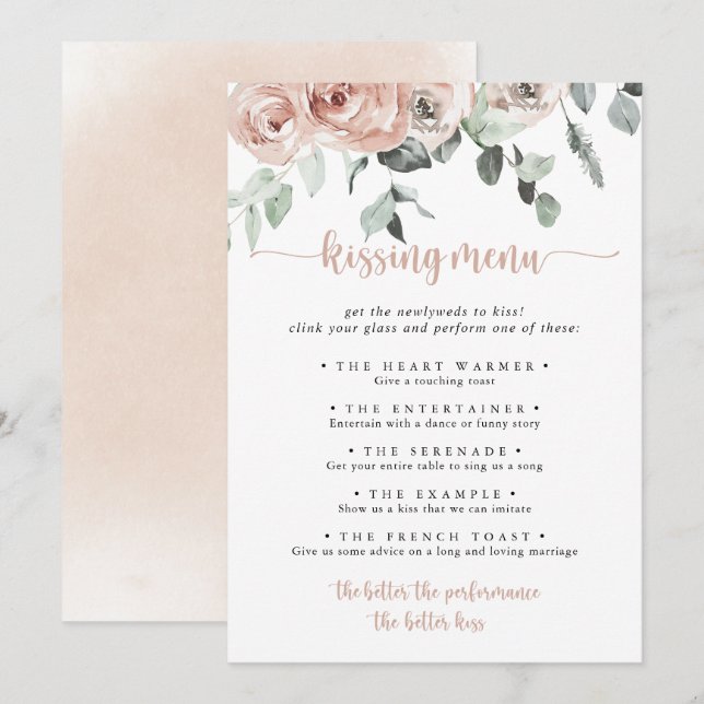 Klassische Rosa-Rose-Hochzeitskissing-Spielkarte (Vorne/Hinten)