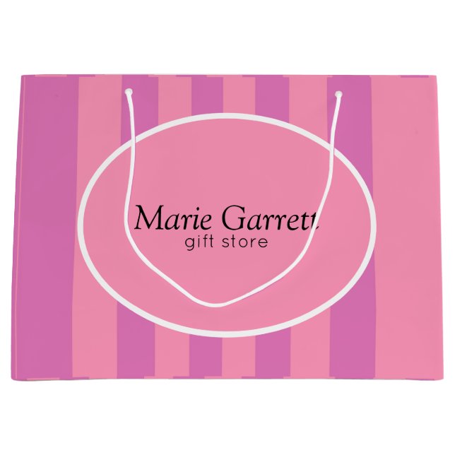 Klassische rosa Streifen Große Geschenktüte (Vorderseite)