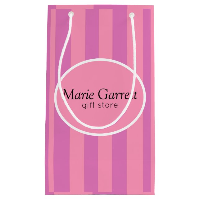 Klassische rosa Streifen Kleine Geschenktüte (Vorderseite)