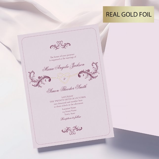 Klassische Rosa- und Goldhochzeit Folieneinladung (Von Creator hochgeladen)