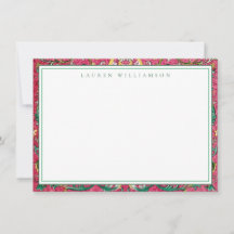 Klassische rosa und grüne Chinoiserie-Notizkarte