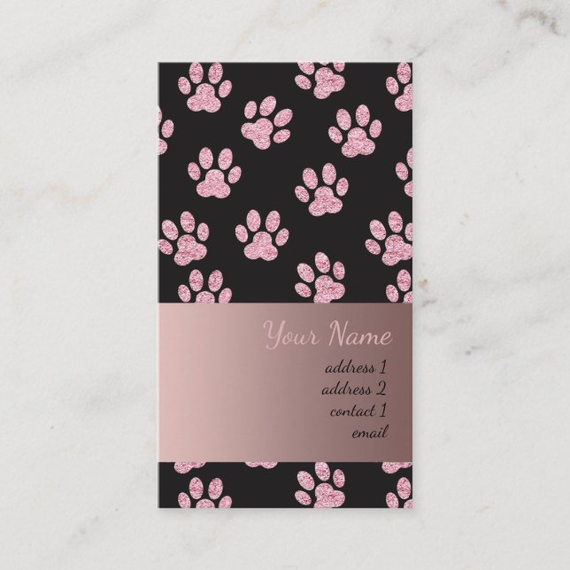 klassische rosa und schwarze Pfotenmuster Visitenkarte (Vorderseite)