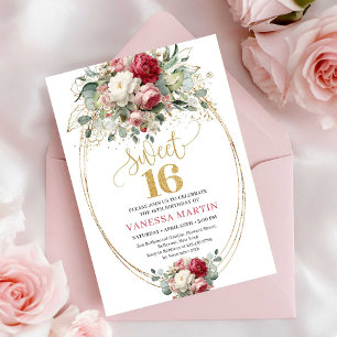 Klassische Rosé-Burgunder-Weiße-Sweet-Sixteen-Einl Einladung