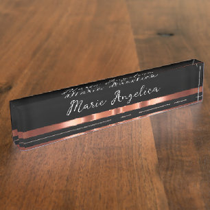 Klassische Rose Gold Tone Monogram Desk Namplate Namensplakette