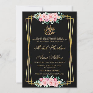 Klassische Rose Goldene islamische Hochzeit Einladung