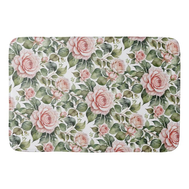 Klassische Rosen & Blätter Badematte (Vorderseite)