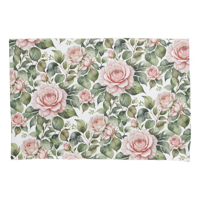 Klassische Rosen & Blätter Kissenbezug (Vorderseite)