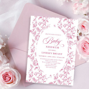 Klassische Rosenmuster-Blumen-Baby-Shower-Einladun Einladung