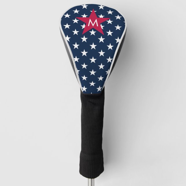 Klassische Rot-Blau-Monogramm-Sterne Golf Headcover (Vorderseite)