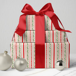 Klassische Rot-Grün-Vintage Hütte Streifen Geschenkpapier