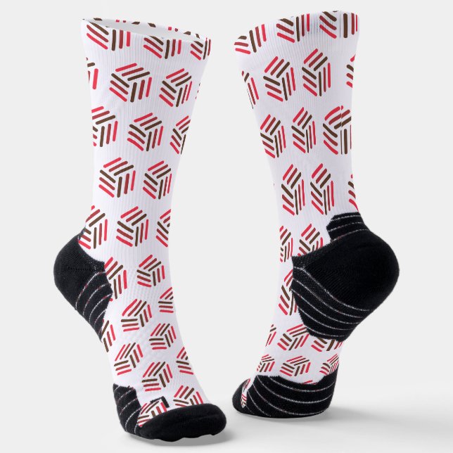 Klassische Rot- und Weiße Socken | Honigwabe Inspi (Gewinkelt)