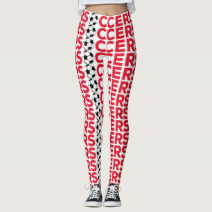Klassische rote Fußballtypografie Fett Sports Fan  Leggings