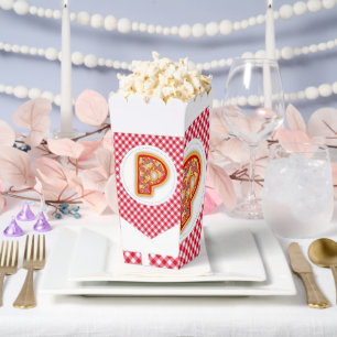 Klassische rote karierte Pizza Initial P Popcorn-B Geschenkschachtel