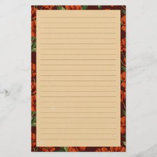 Klassische rote Mohnblumen liniiert Briefpapier