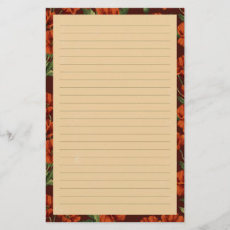 Klassische rote Mohnblumen liniiert Briefpapier
