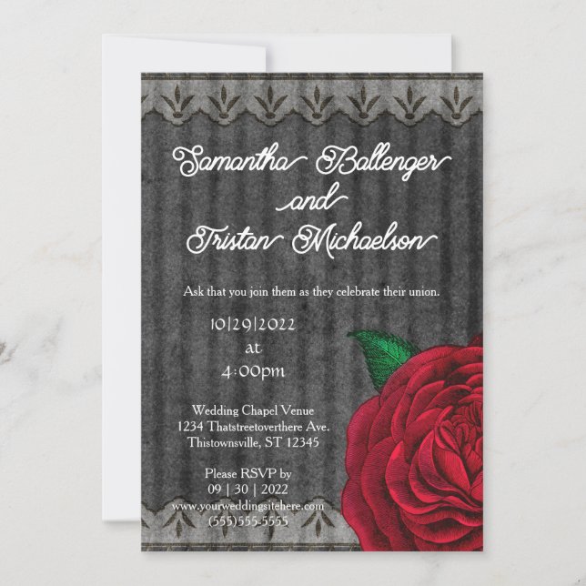 Klassische Rote Rose auf Vellum Hochzeitsreise Einladung (Vorderseite)