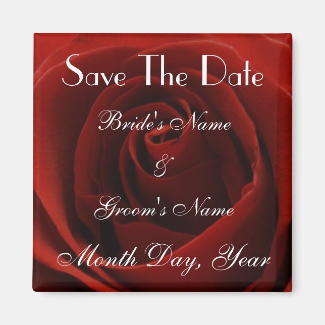 Klassische Rote Rose Save the Date Hochzeitsmagazi Magnet (Vorne)
