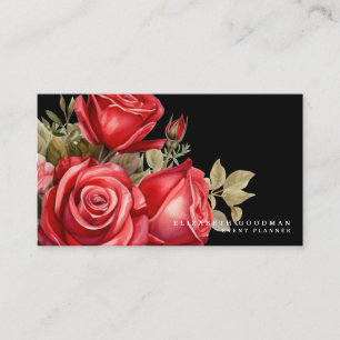 Klassische Rote Rosen Schwarze Visitenkarten Visitenkarte