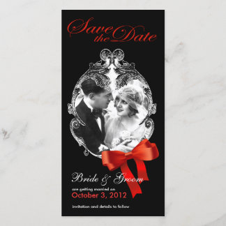 Klassische rote Schleife Rettet den Tag Fotokarte Save The Date