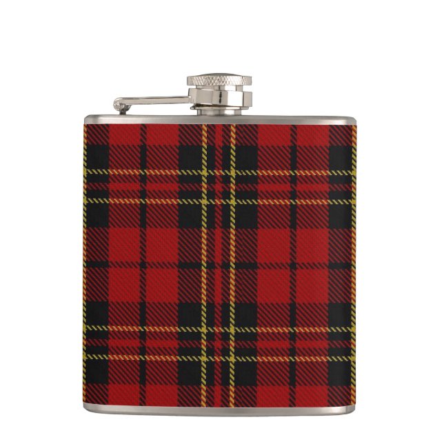 Klassische rote Tartan-Flasche Flachmann (Vorderseite)