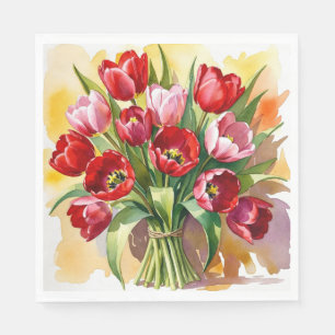 Klassische rote und rosa Tulpen-Oster-Servietten Serviette