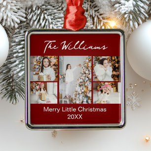 Klassische rote Weihnachts-Familienfoto-Collage 20 Ornament Aus Metall