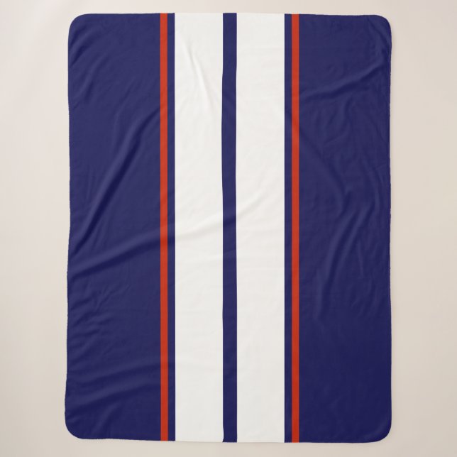Klassische rote, weiße und blaue Streifen Sherpadecke (Vorderseite)