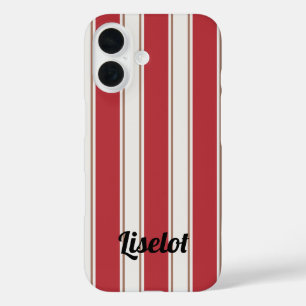 Klassische rote, weiße und Mocha-Maus-Streifen iPhone 16 Hülle