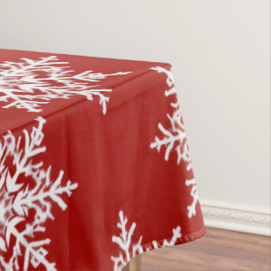 Klassische Rote Winterschneeflocke Tischdecke