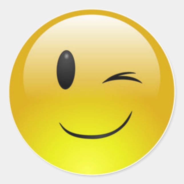 Klassische Round-Sticker/Winking-Emoticons Runder Aufkleber (Vorderseite)