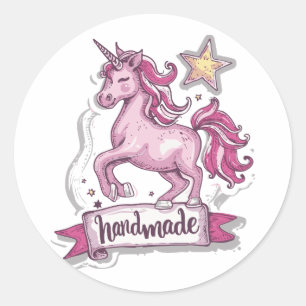Klassische Round Stickers Unicorn und die Aufschri