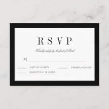 Klassische RSVP-Antwortkarte für Schwarze Border W