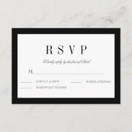 Klassische RSVP-Antwortkarte für Schwarze Border W RSVP Karte