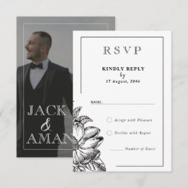 Klassische RSVP-Karten in Schwarz und Weiß Dankeskarte