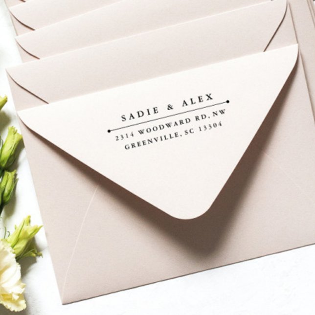 Klassische Rücksendeadresse Gummistempel (Simple Typography Couples Return Address Rubber Stamp)