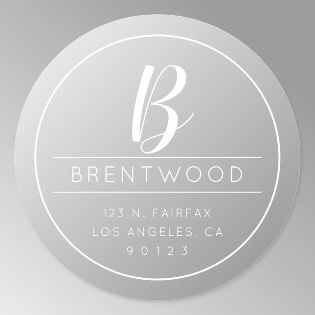 Klassische Rücksendeadresse und Monogramm | Gradie Runder Aufkleber (Von Creator hochgeladen)