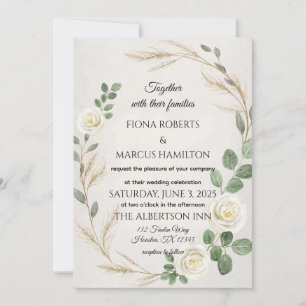 Klassische Rustikale Boho Rose & Pampas Grass Wedd Save The Date