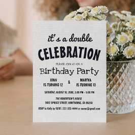 Klassische Rustikale Doppel-Geburtstagsparty Einladung