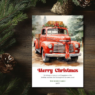 Klassische rustikale Weihnachtsrot-Auto-Festtagsgr Feiertagskarte