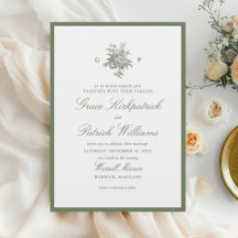 Klassische Sage-Grün-Blumen-Monogramm-Hochzeit
