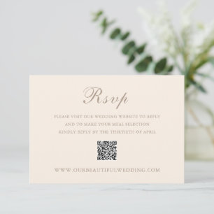 Klassische Sandy Neutral QR Code Elegante Hochzeit RSVP Karte