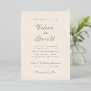 Klassische Sandy-neutrale Hochzeit Folieneinladung